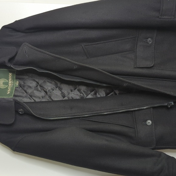 Weatherproof Classic Wool Blend Pea Coat Quilted Liner Black Men's M - Picture 3 of 15